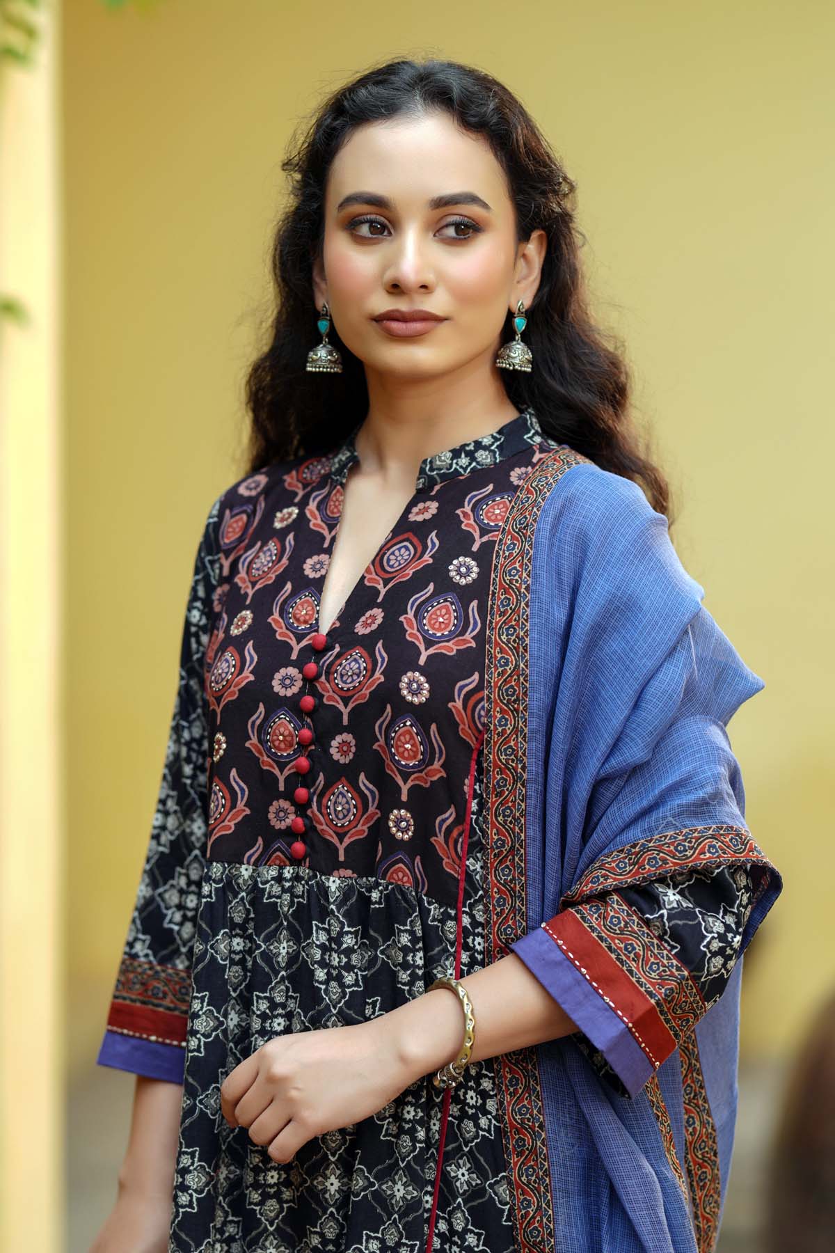 Deep Blue Kotadoriya Dupatta With Fabric Borders