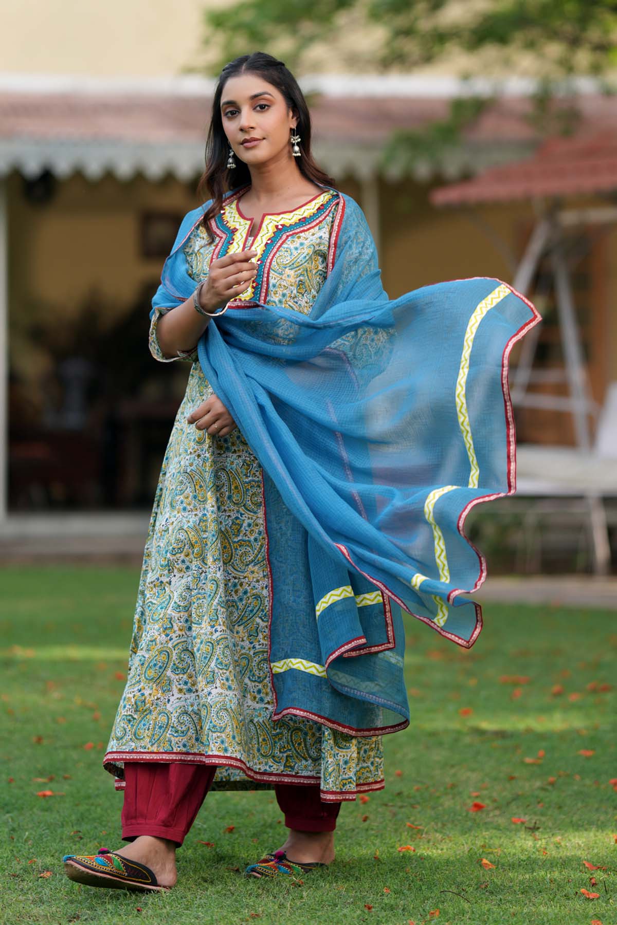 Teal Blue Kotadoriya Dupatta