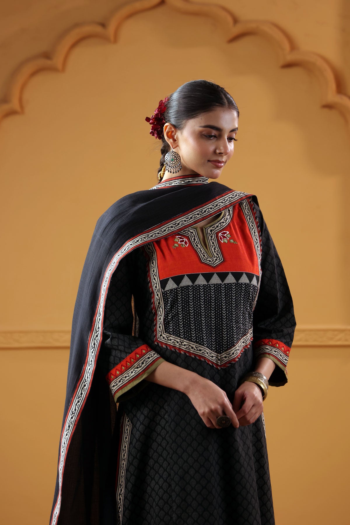 Black Kotadoria Dupatta With fabric Borders
