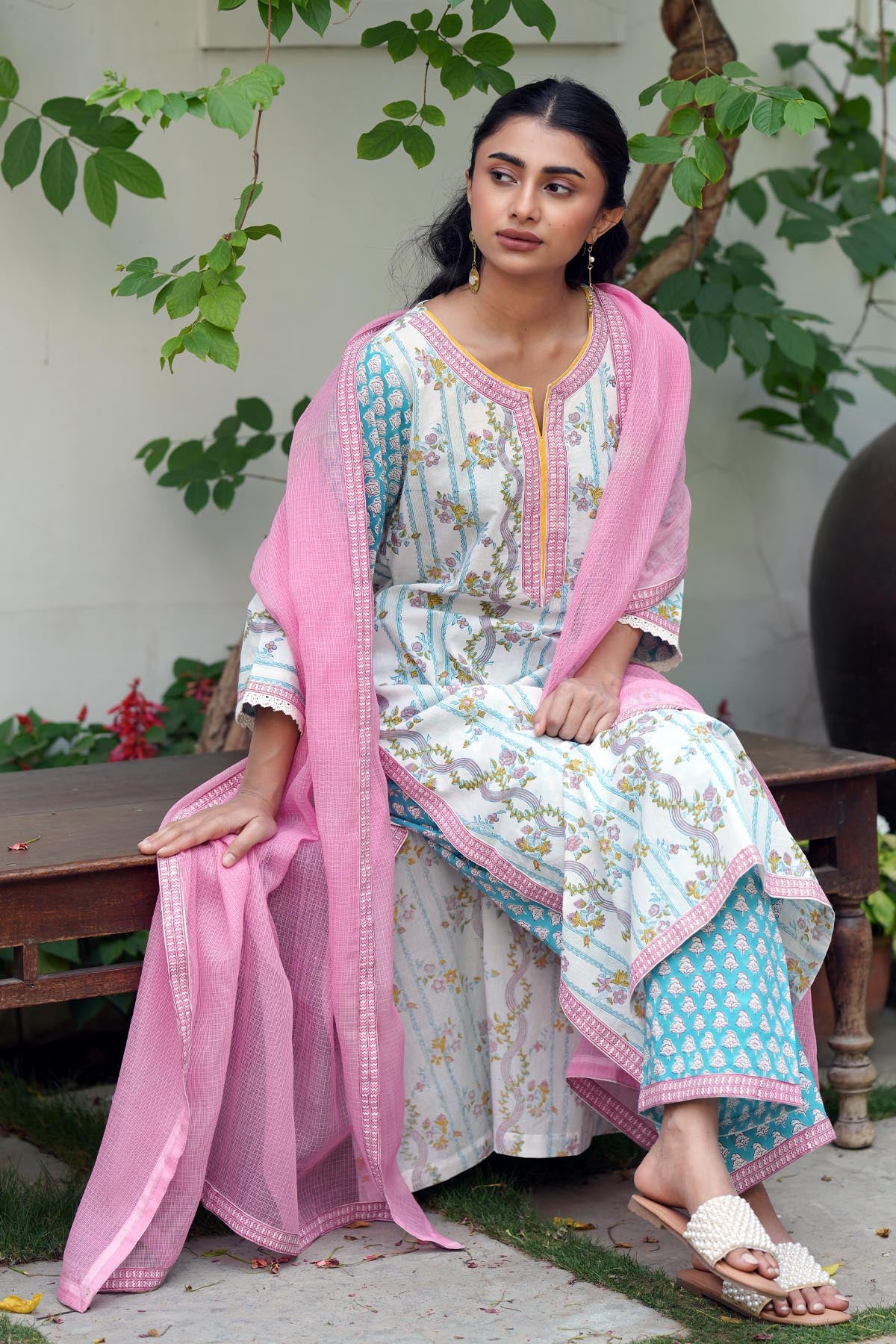 Pink Kota Doria Dupatta