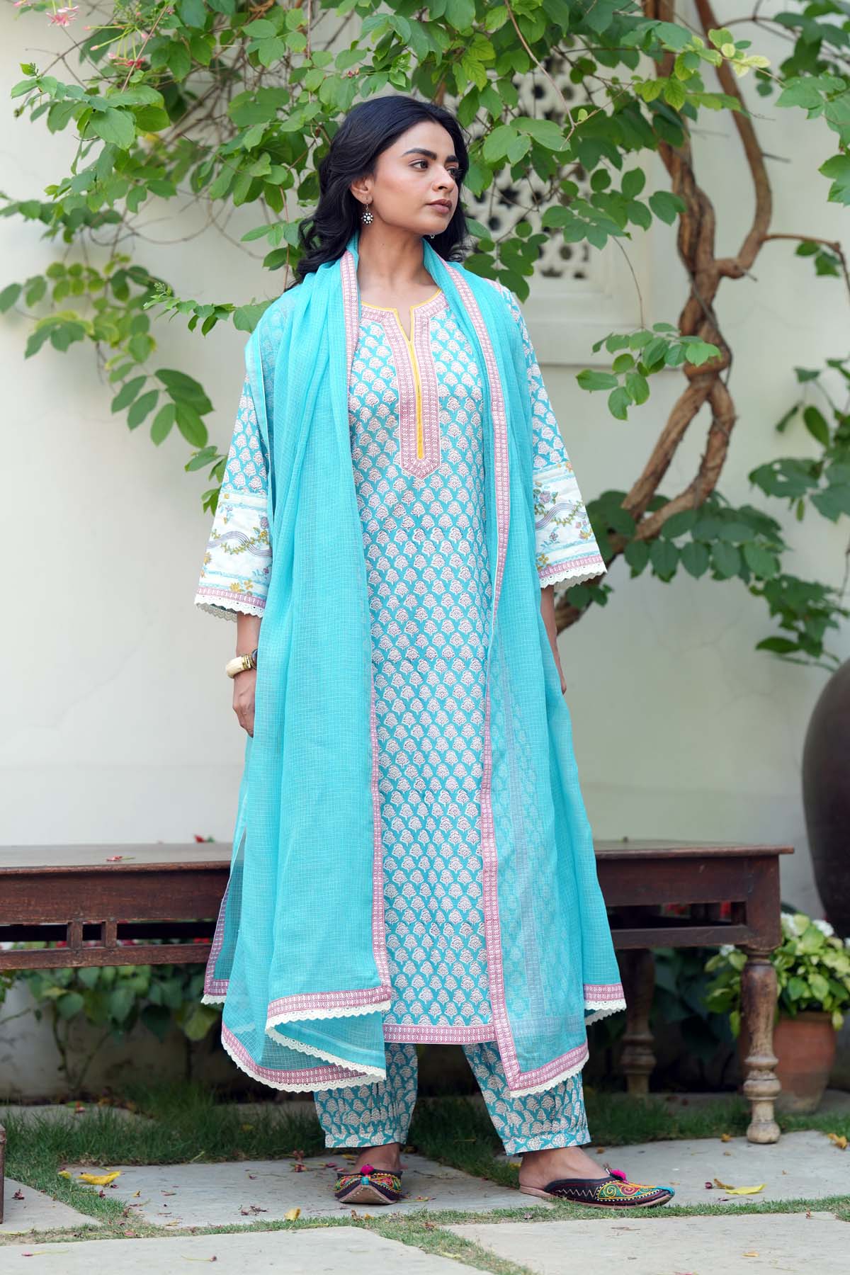 Firozi Kota Doria Dupatta