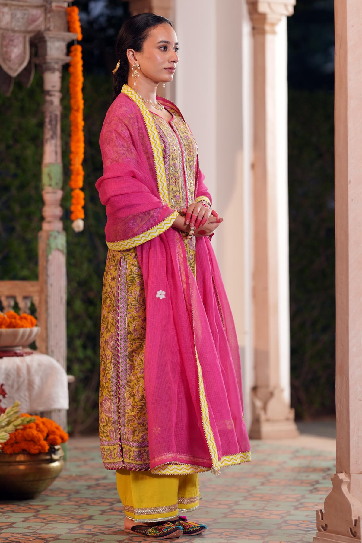 Rani Pink Kota Doria Dupatta