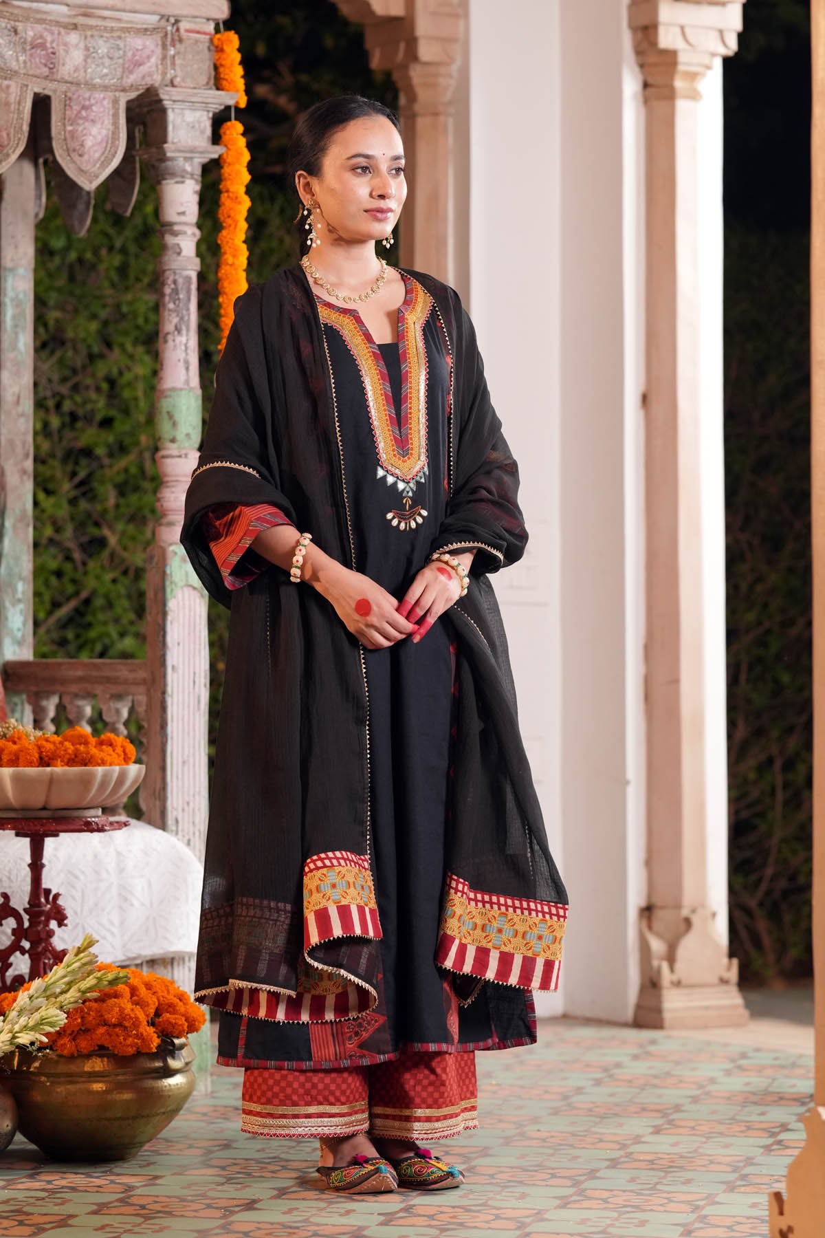 Black Kota Doria Bordered Dupatta
