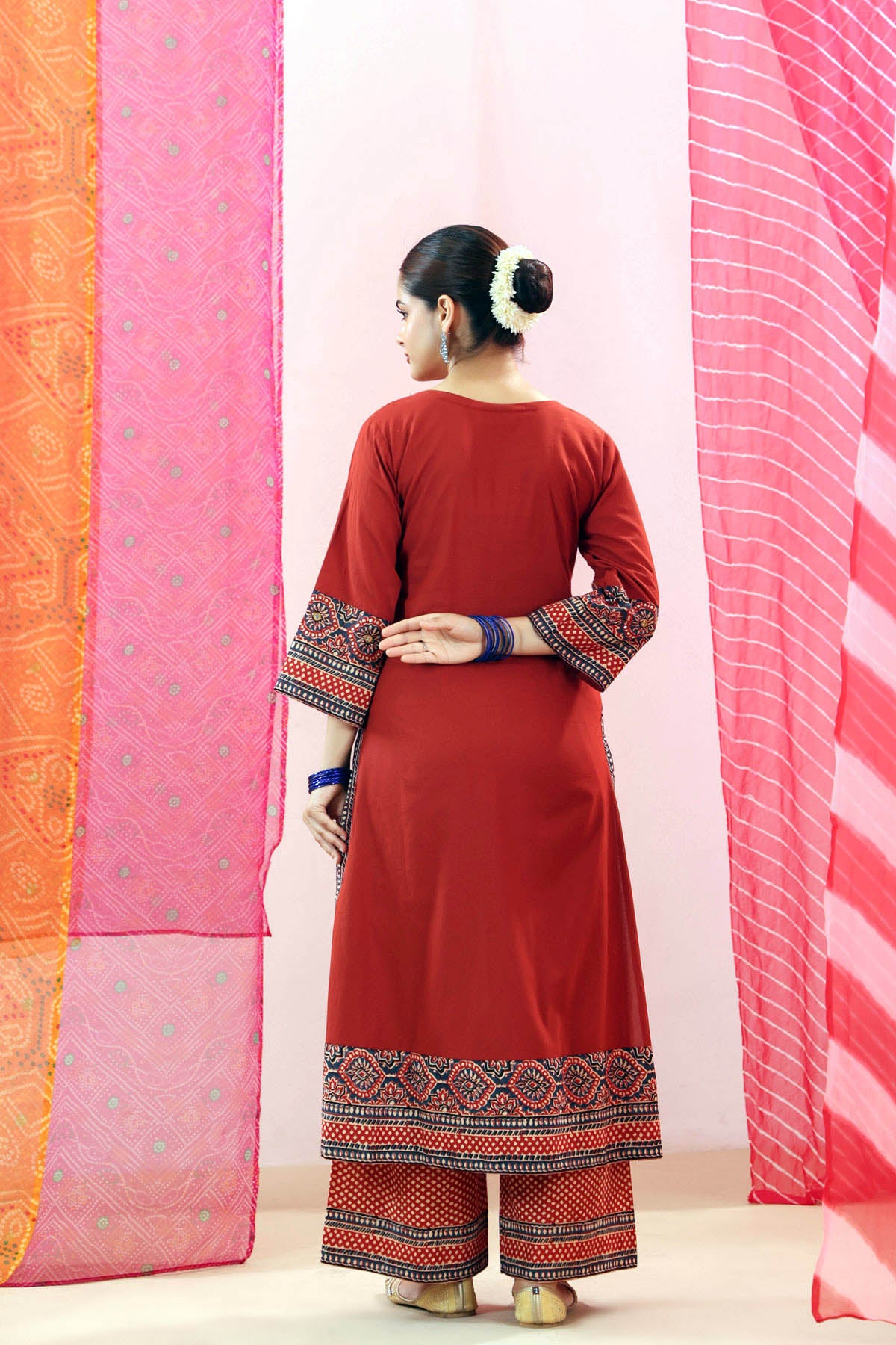 Rust Red Straight Fit Cotton Kurta