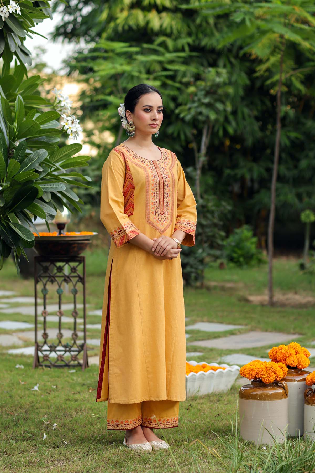 Yellow Organic Cotton Straight Kurta