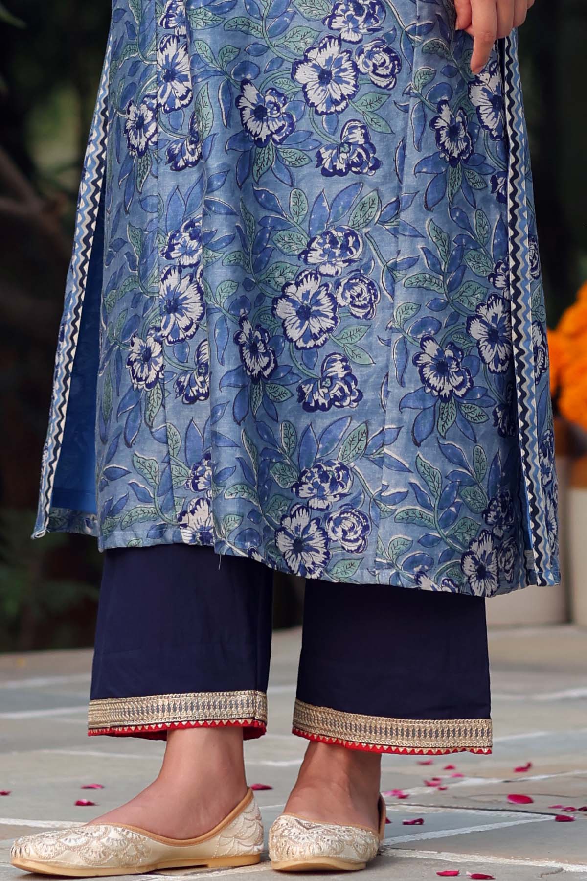 Navy Blue Georgette Pant Straight main image 1