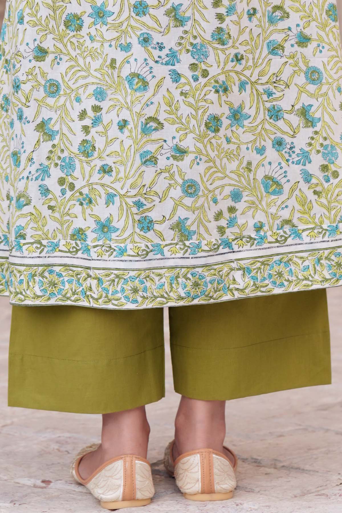 Light Mehndi Green Straight-Fit Cotton Pant