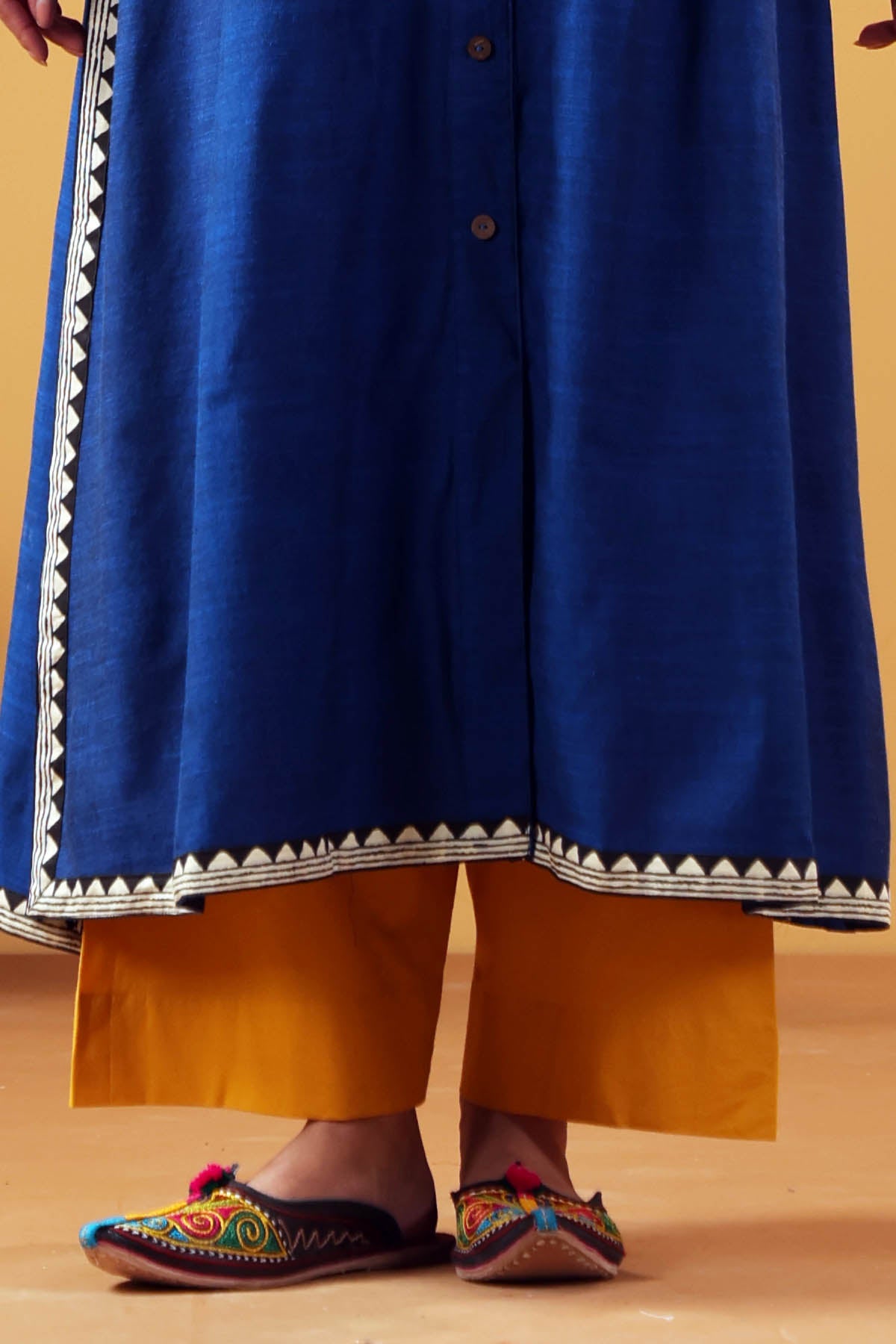 Mustard Yellow Straight-Fit Cotton Pant