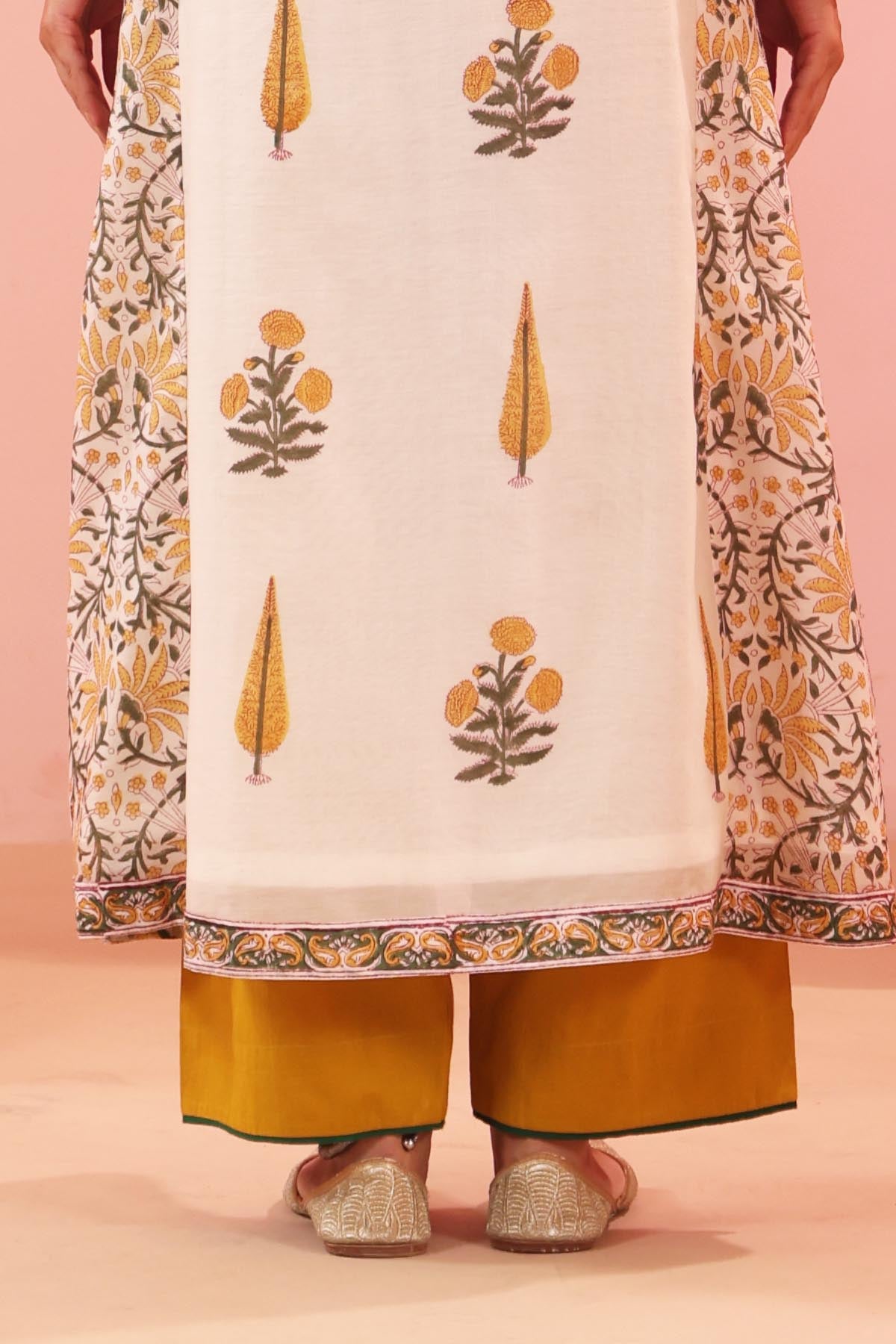 Mustard Yellow Cotton Straight Fit Pants