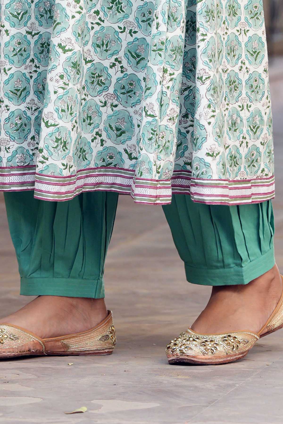 Salwar Style Cotton Straight Pants In Astringent Green Color Cotras salwar-style-cotton-straight-pants-in-astringent-green-color-cotras