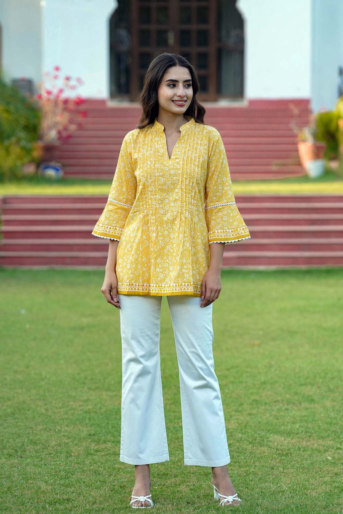 Short Length Kurti With Bell Sleeves