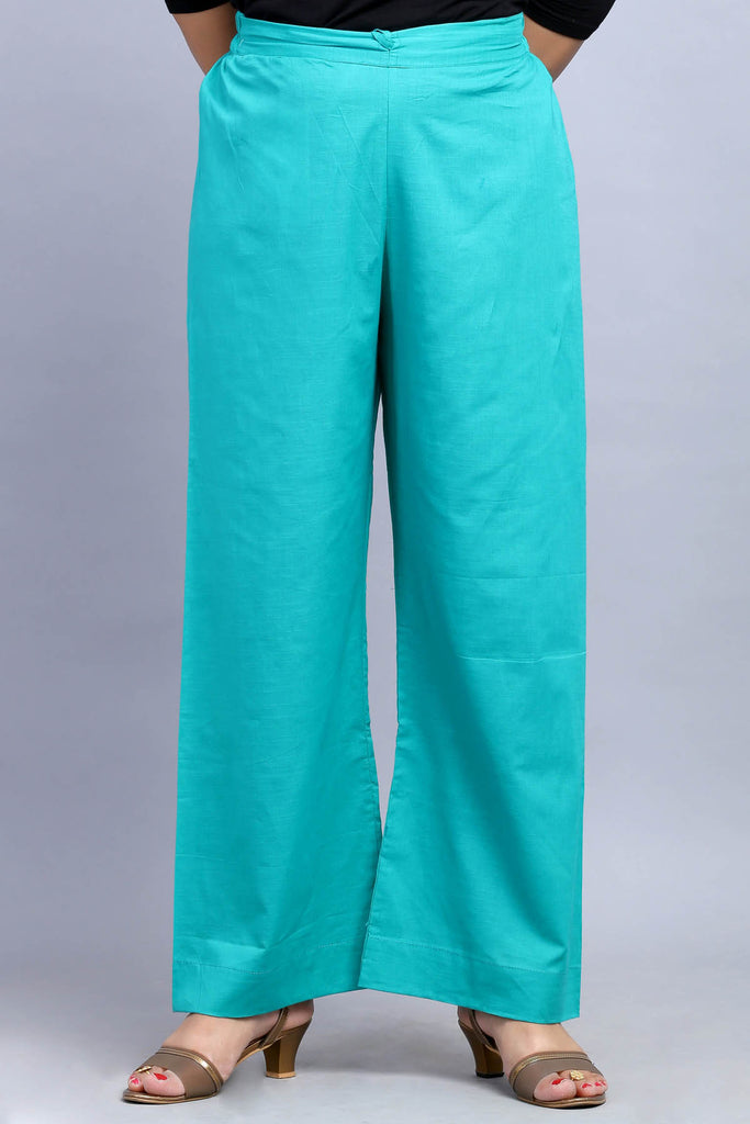 Cotton Straight Pants With Elasticated Waist
