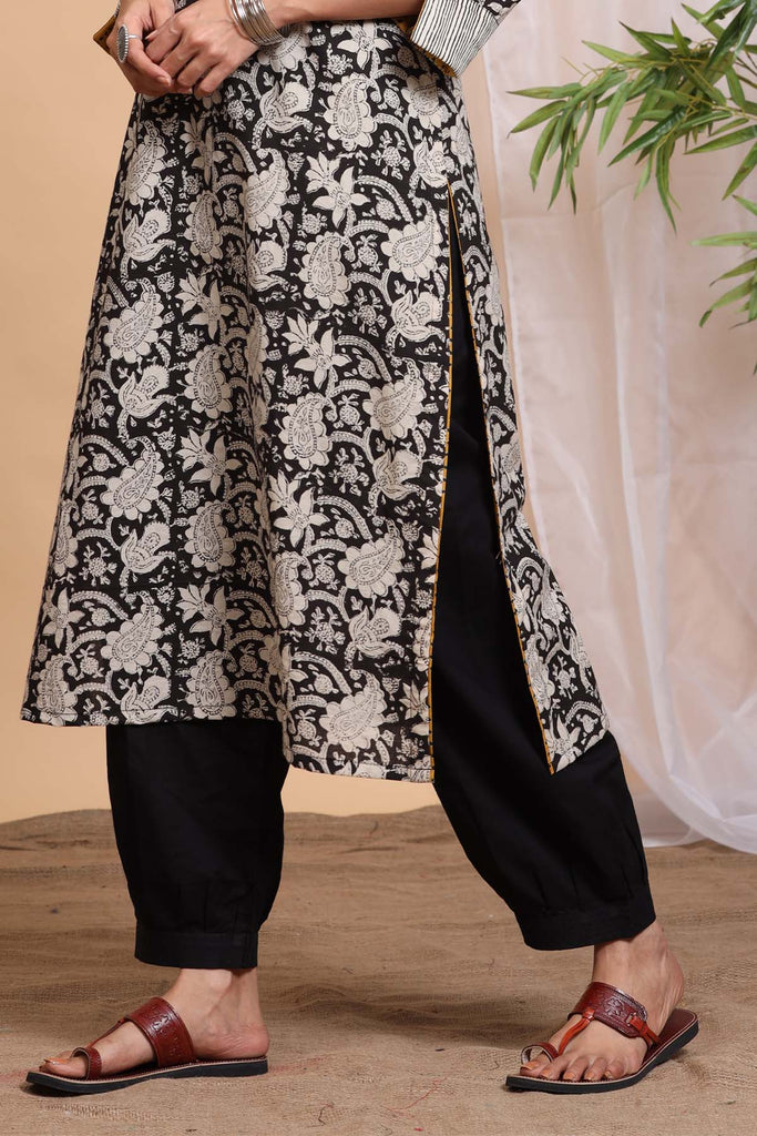 Cotton Straight Pants With Elasticated Waist In Salwar Style