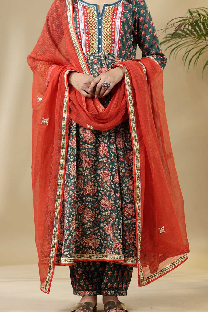 Rust Orange Kotadoriya Dupatta With fabric Borders