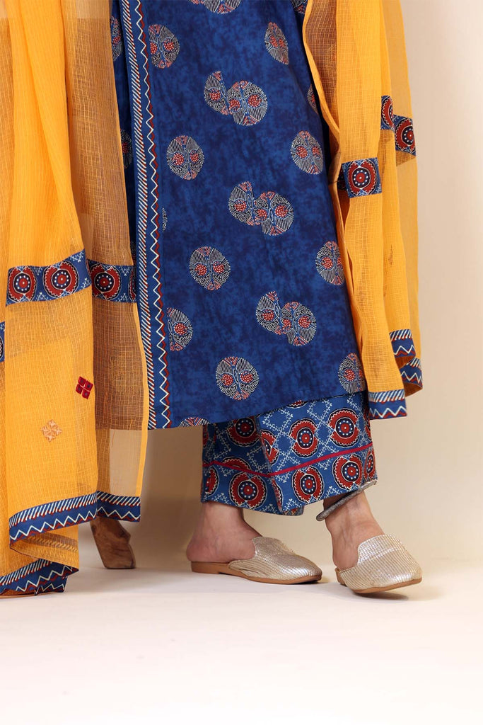 Orange Kotadoriya Dupatta With Fabric Borders