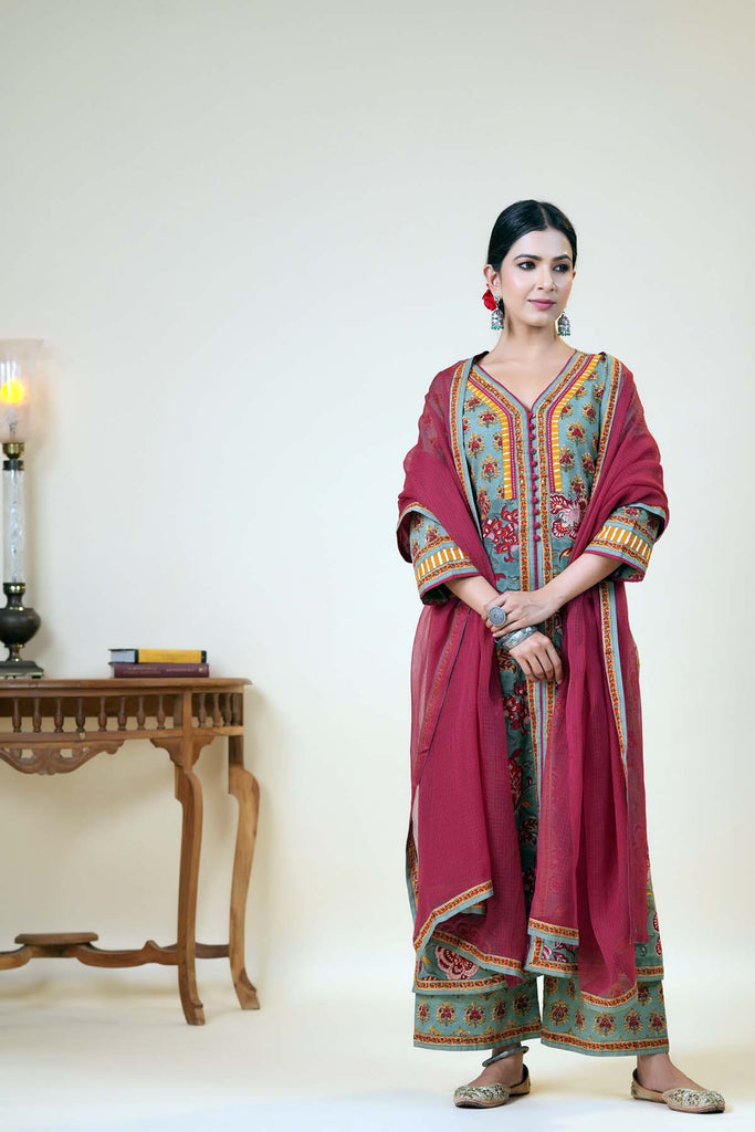 Marron Kotadoriya Dupatta With Fabric Borders