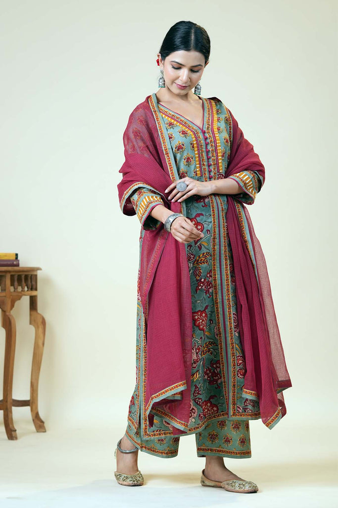 Marron Kotadoriya Dupatta With Fabric Borders