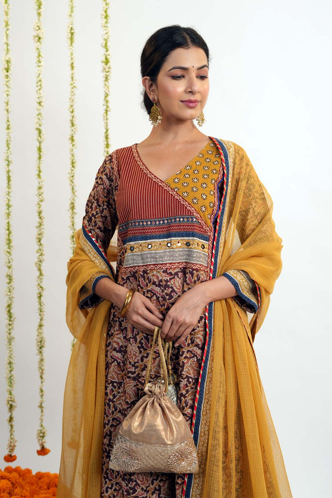 Mustard Yellow kotadoriya Dupatta With Gota Work