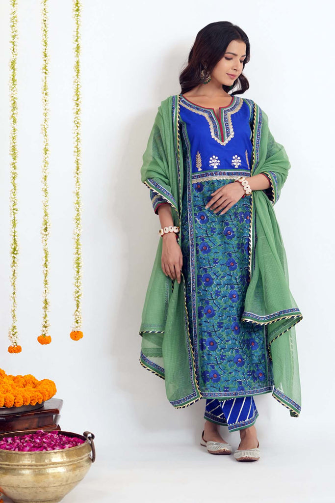 Green Kotadoriya Dupatta With Gota Work