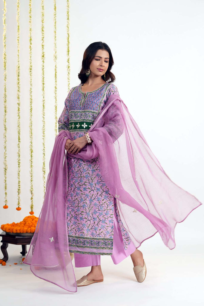 Purple Kotadoriya Dupatta With Gota Work