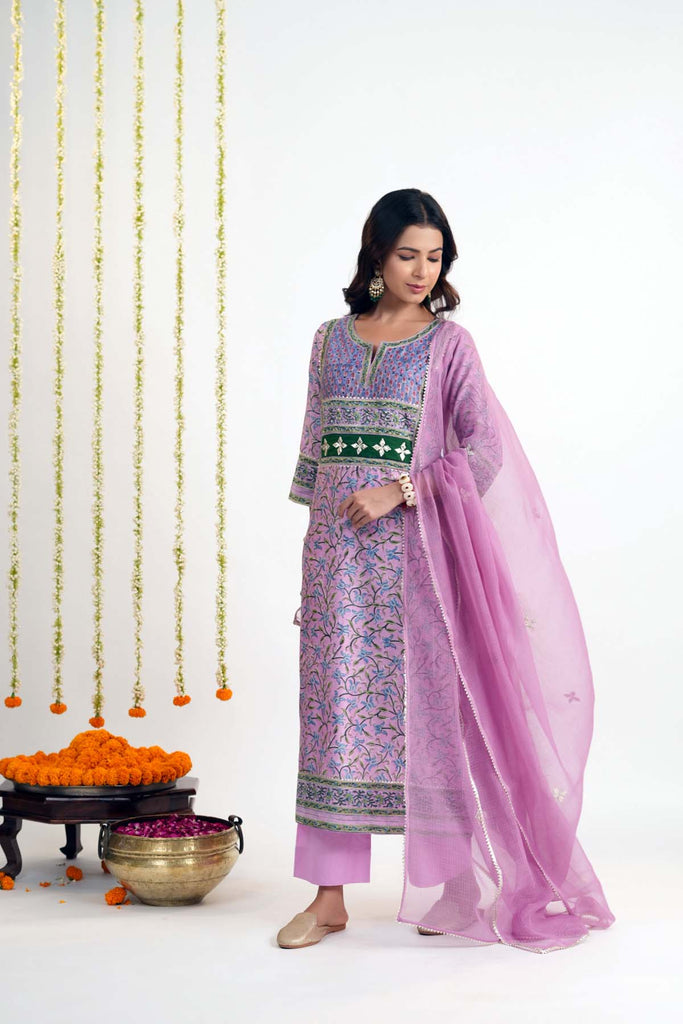 Purple Kotadoriya Dupatta With Gota Work