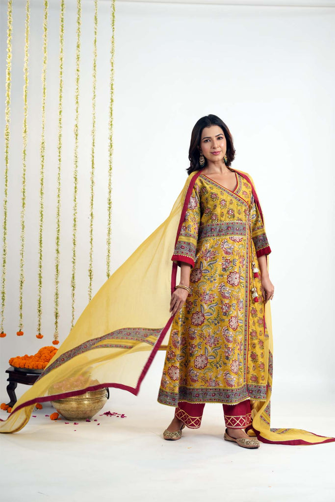 Mustard Yellow Kotadoriya Dupatta With Fabric Border