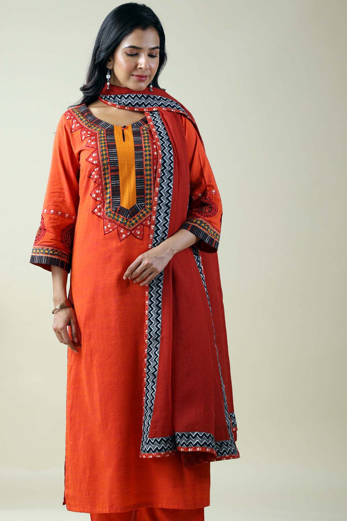 Maroon Kotadoriya Dupatta With Fabric Border