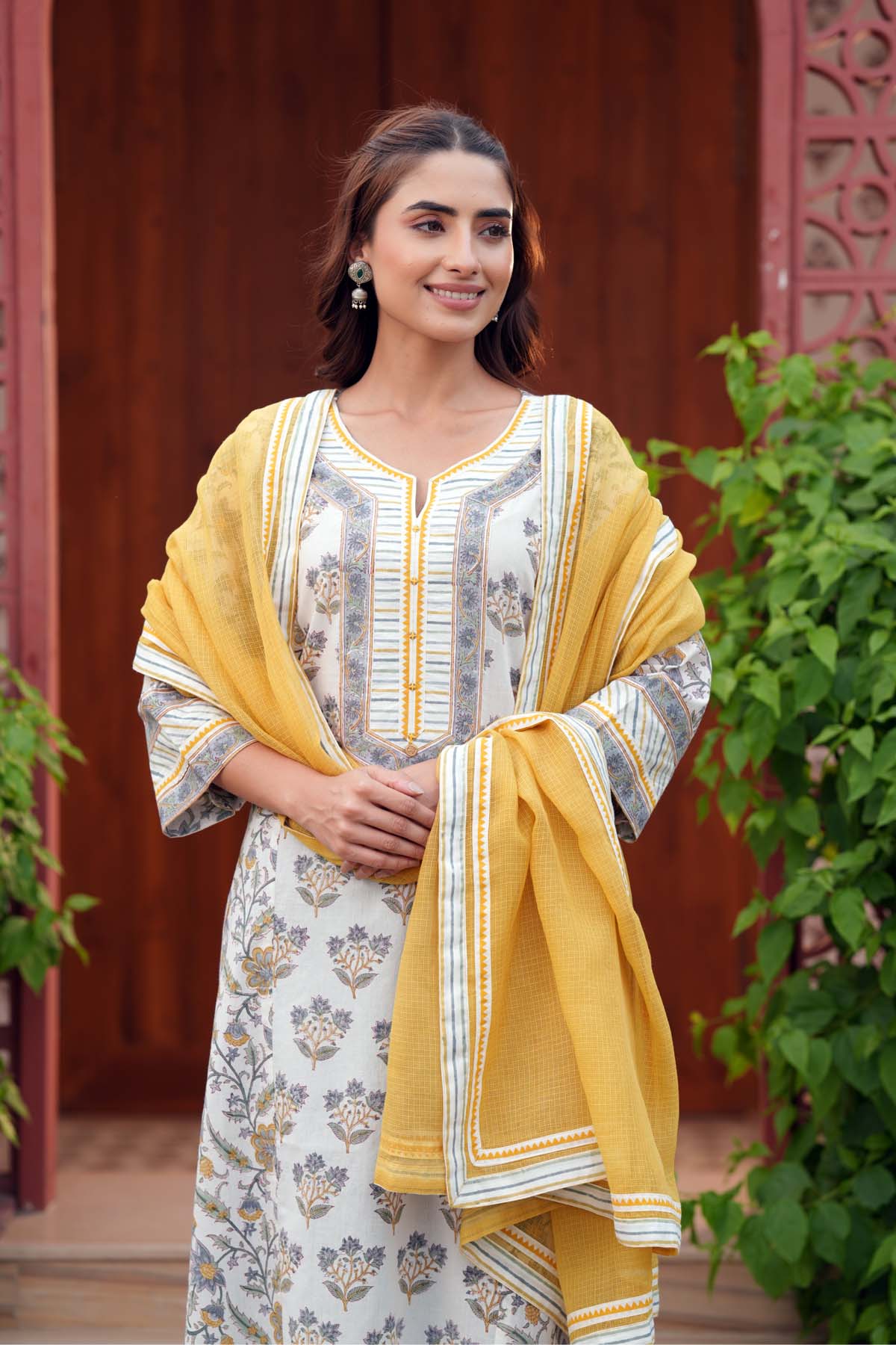 Mustard Yellow Kotadoriya Dupatta With Fabric Borders
