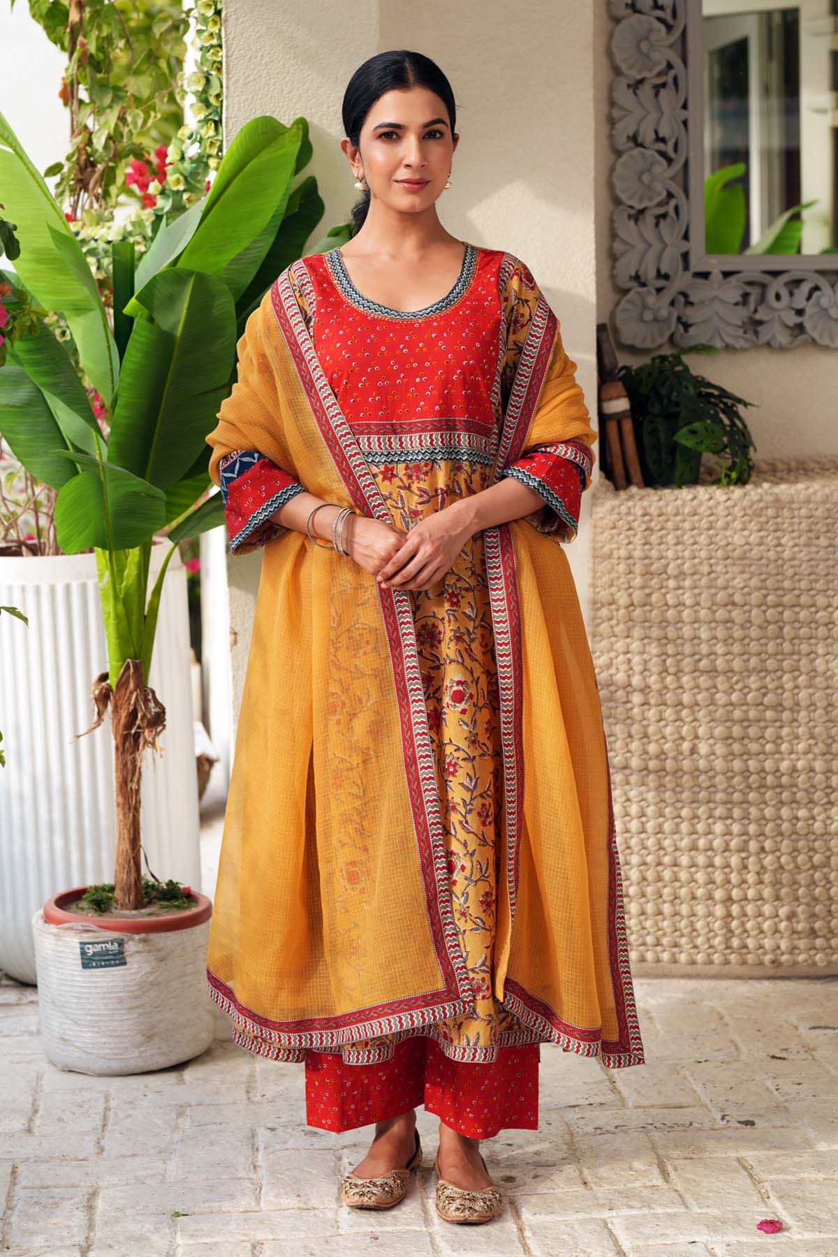 Mustard Yellow Kotadoriya Dupatta With fabric Border