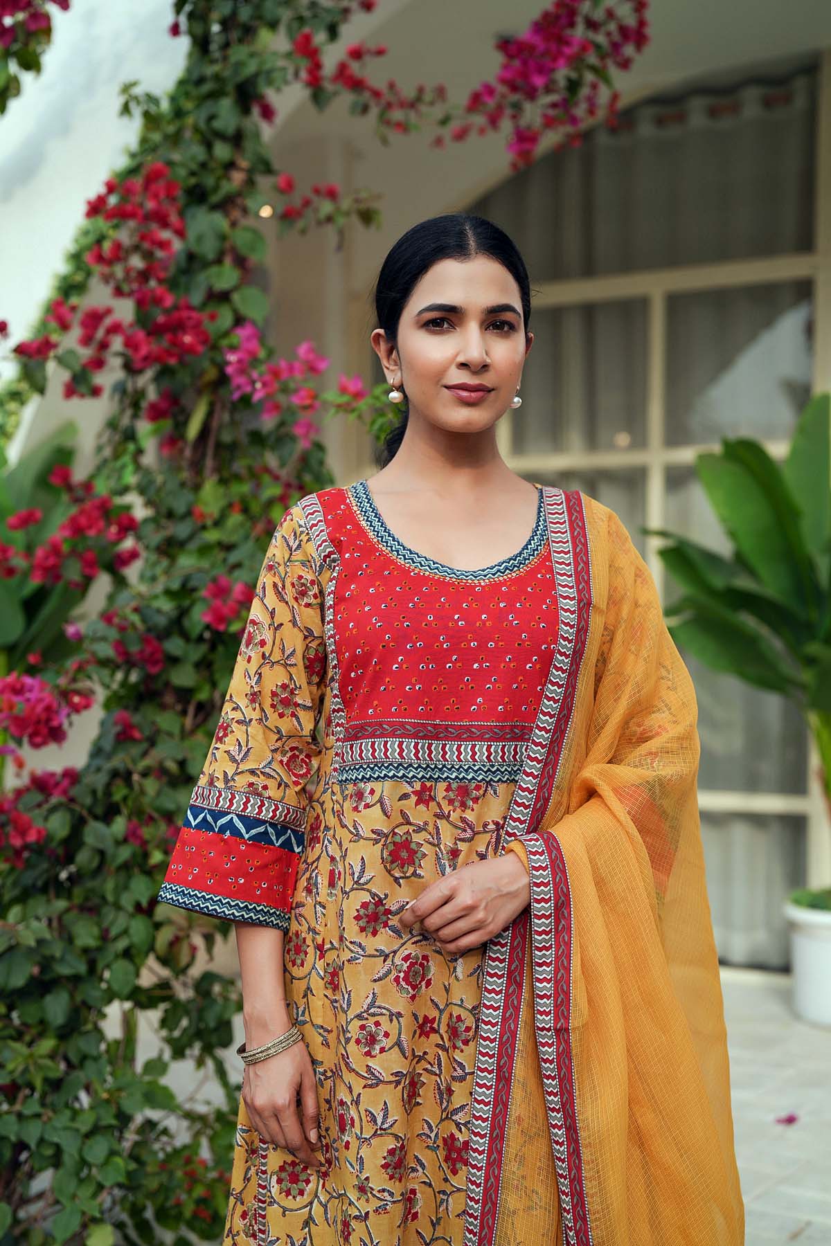 Mustard Yellow Kotadoriya Dupatta With fabric Border
