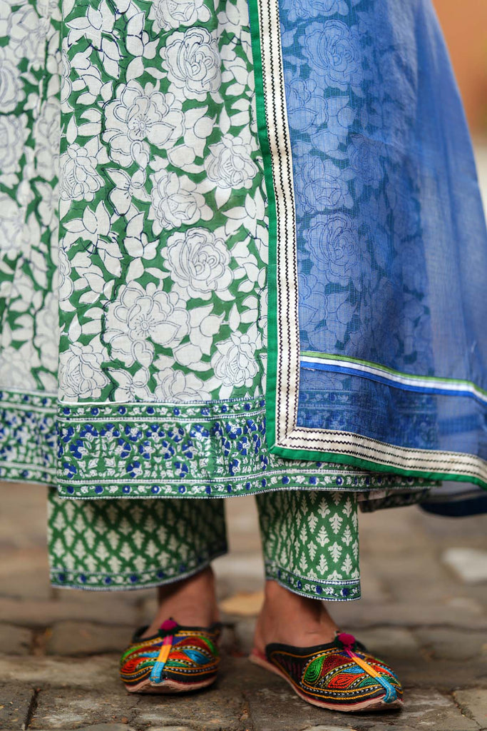 Blue Kotadoriya Dupatta With Fabric Border