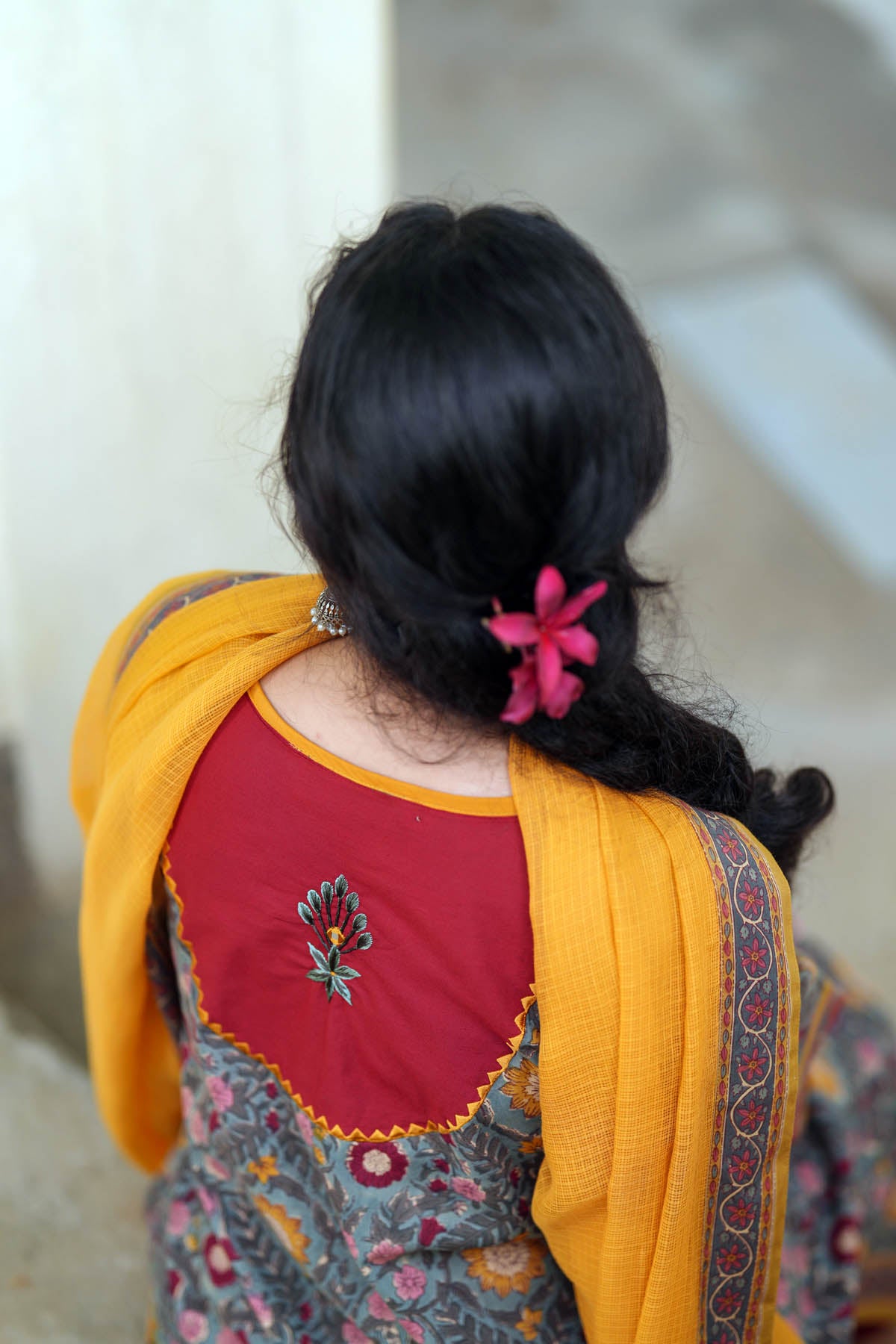 Mustard Yellow Kotadoria Dupatta With Fabric Borders