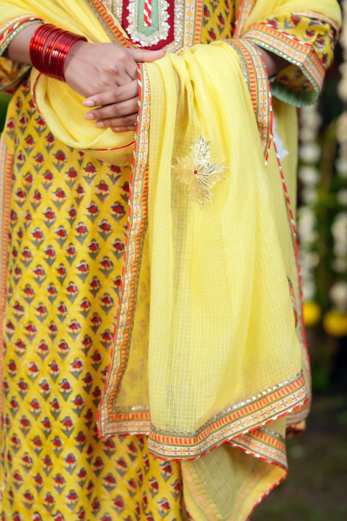 Yellow Kotadoriya Dupatta With Gota Motifs