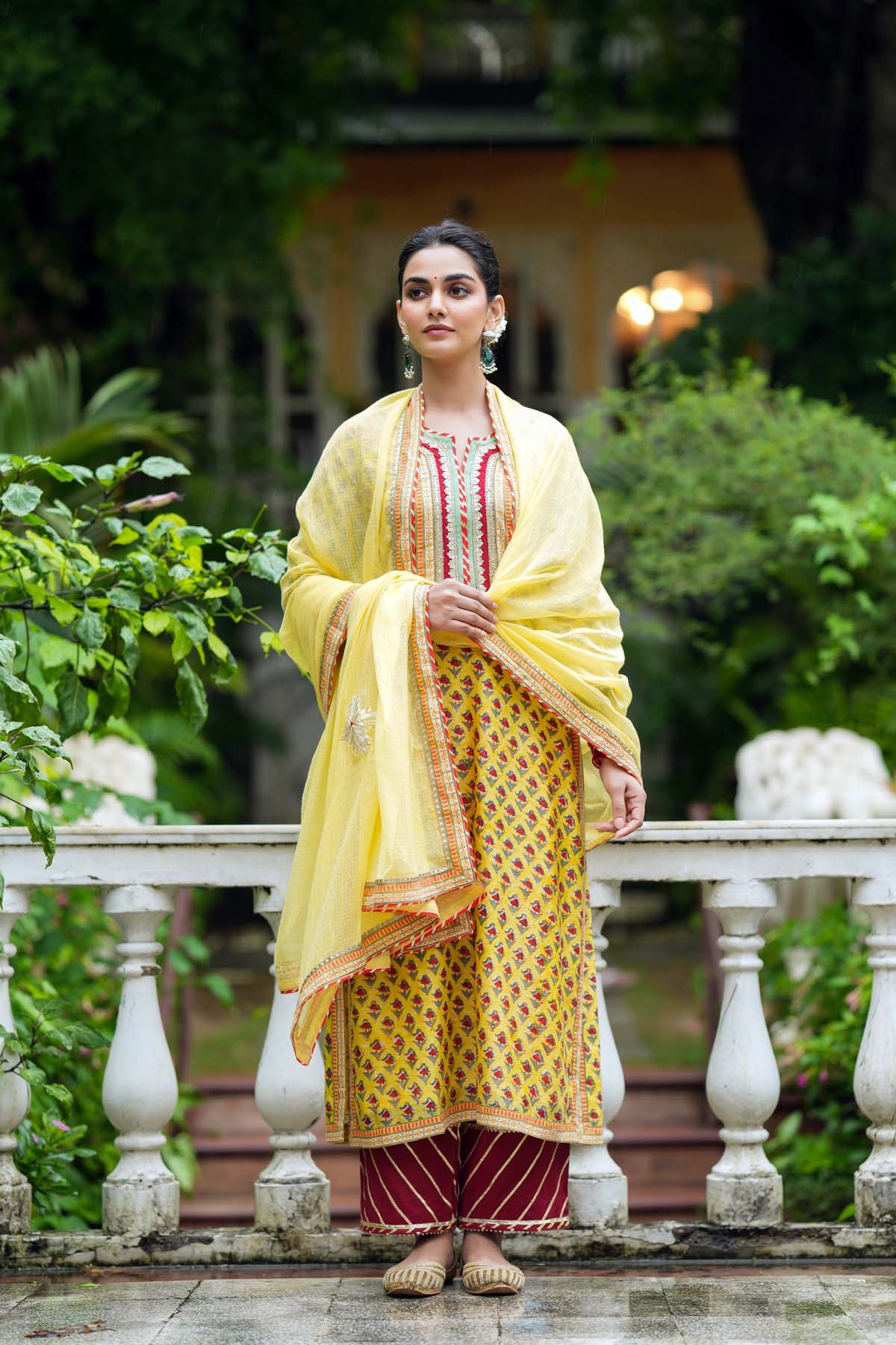 Yellow Kotadoriya Dupatta With Gota Motifs