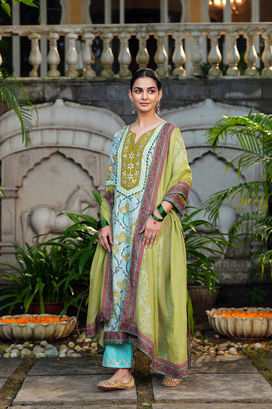 Mehndi Green Kotadoriya Dupatta with Gota Work