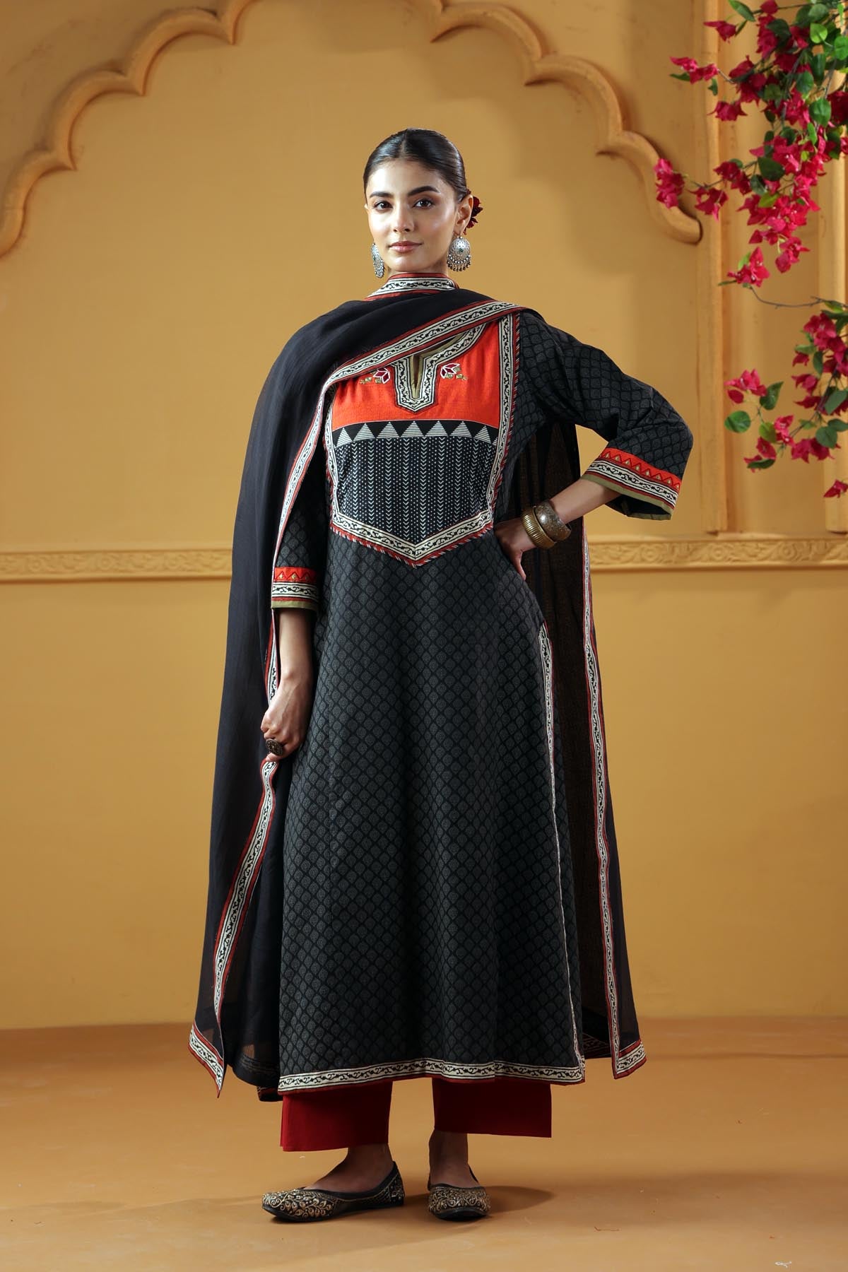 Black Kotadoria Dupatta With fabric Borders