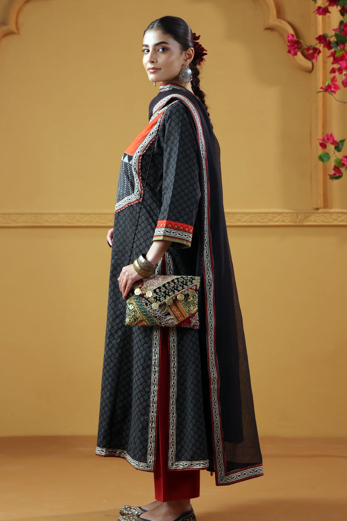 Black Kotadoria Dupatta With fabric Borders