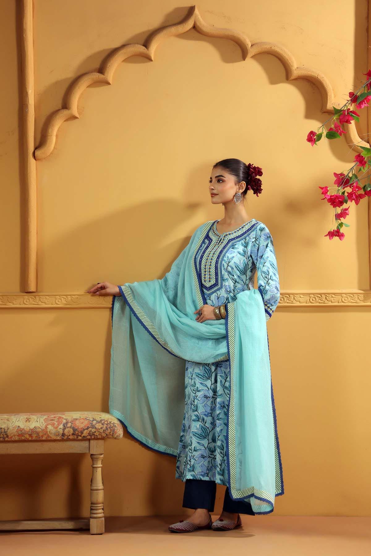 Light Blue Kotadoria Dupatta