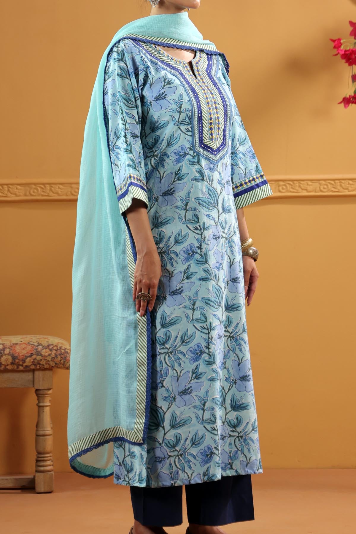 Light Blue Kotadoria Dupatta
