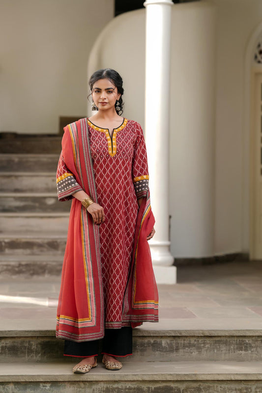Red Kota Doria Dupatta