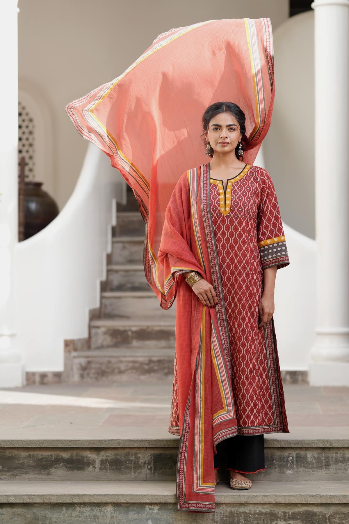 Red Kota Doria Dupatta