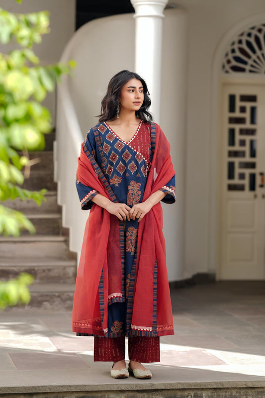 Red Kota Doria Dupatta with Borders