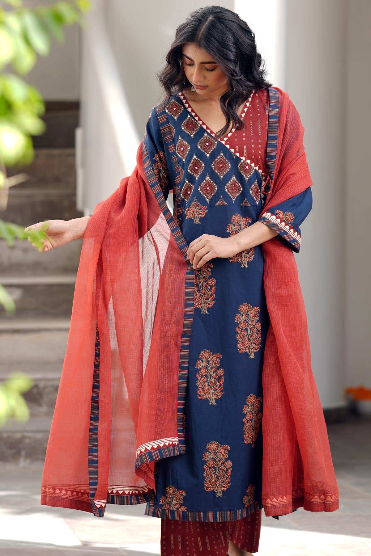 Red Kota Doria Dupatta with Borders