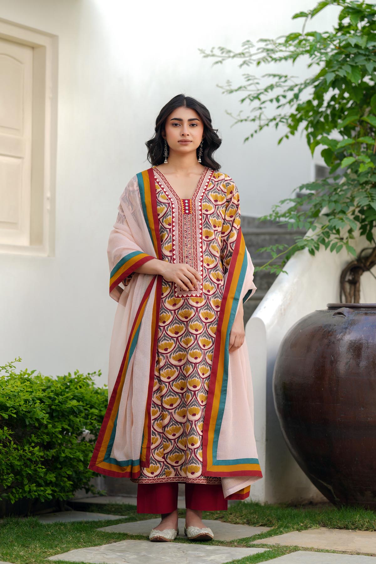 Beige Kota Doria Dupatta