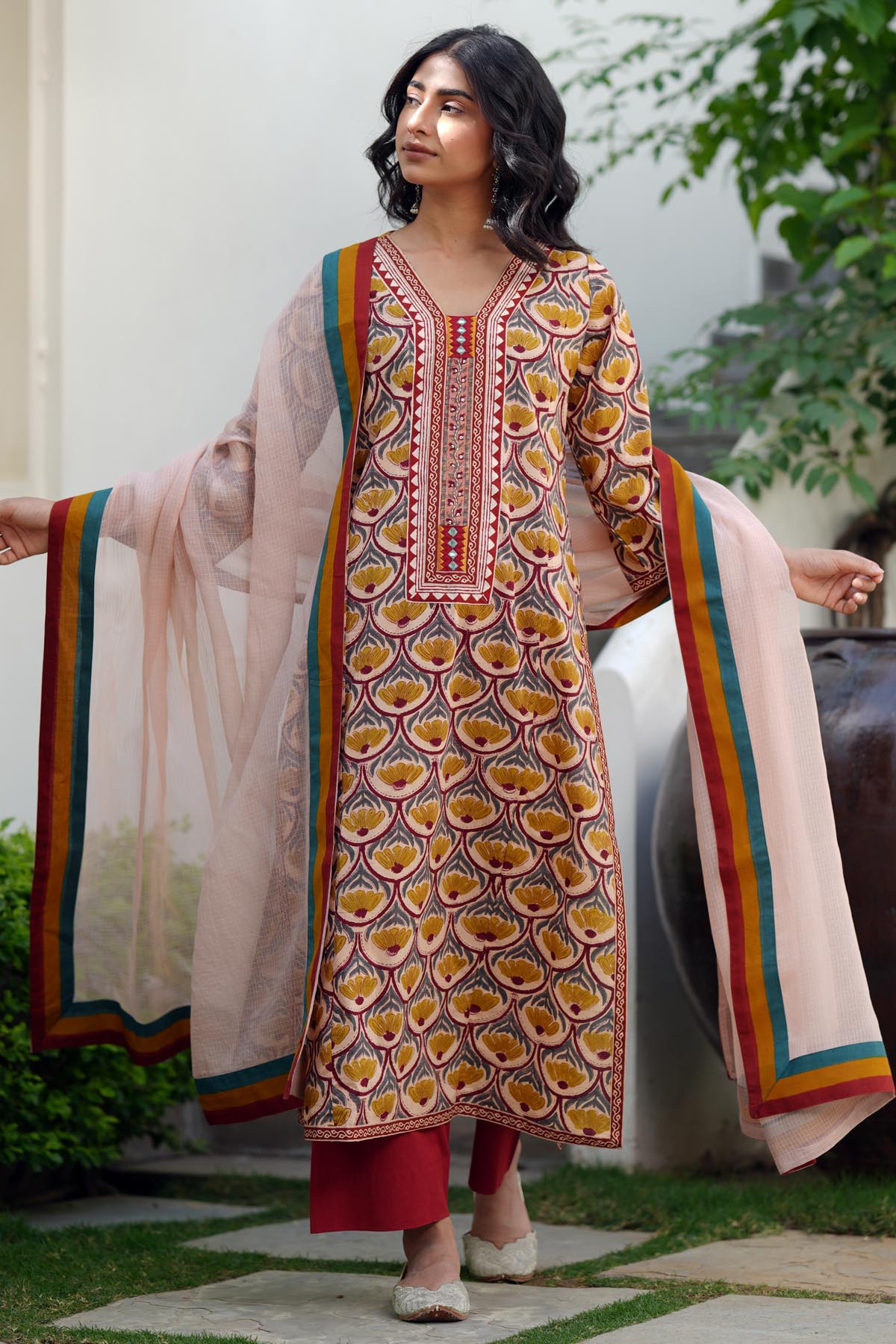 Beige Kota Doria Dupatta