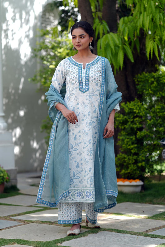 Grey Kota Doria Dupatta with Border