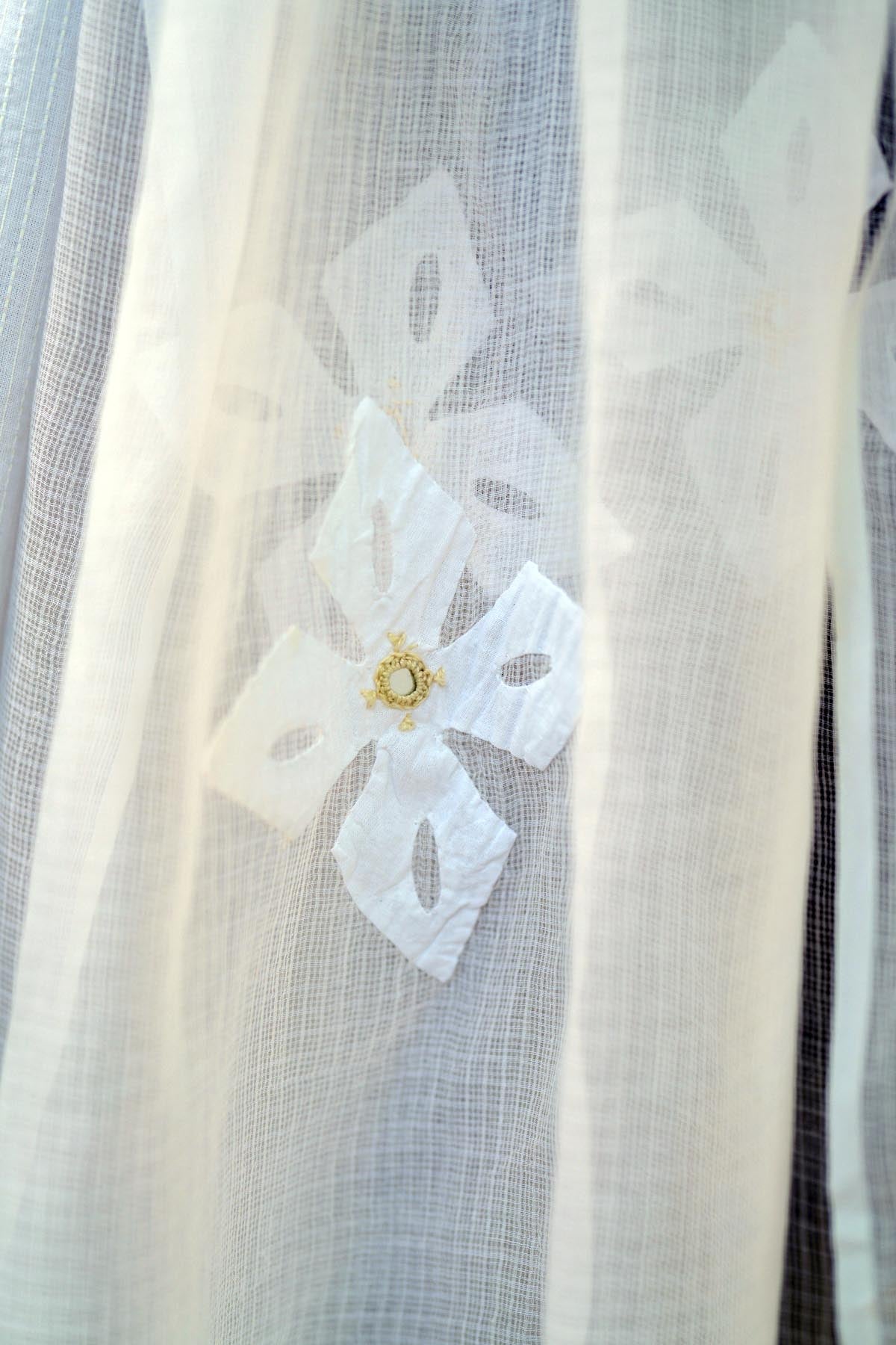 White Kota Doria Dupatta With Applique