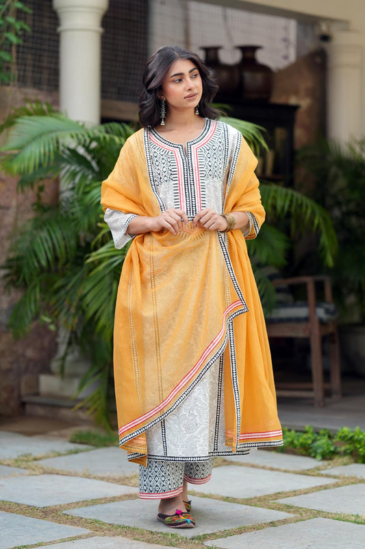 Mustard Kota Doria Dupatta