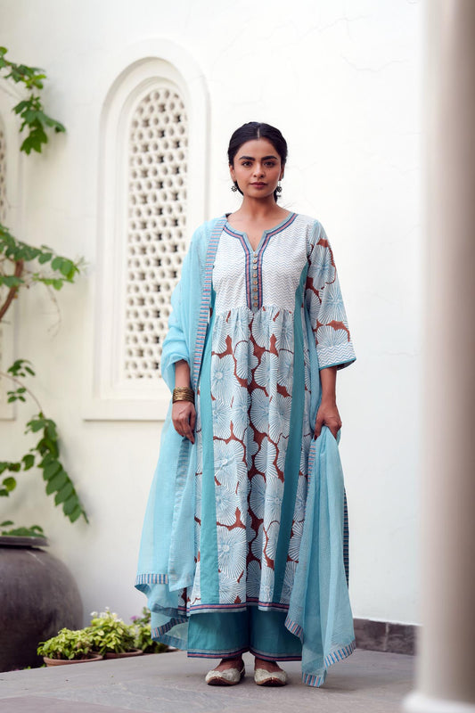 Powder Blue Kota Doria Dupatta