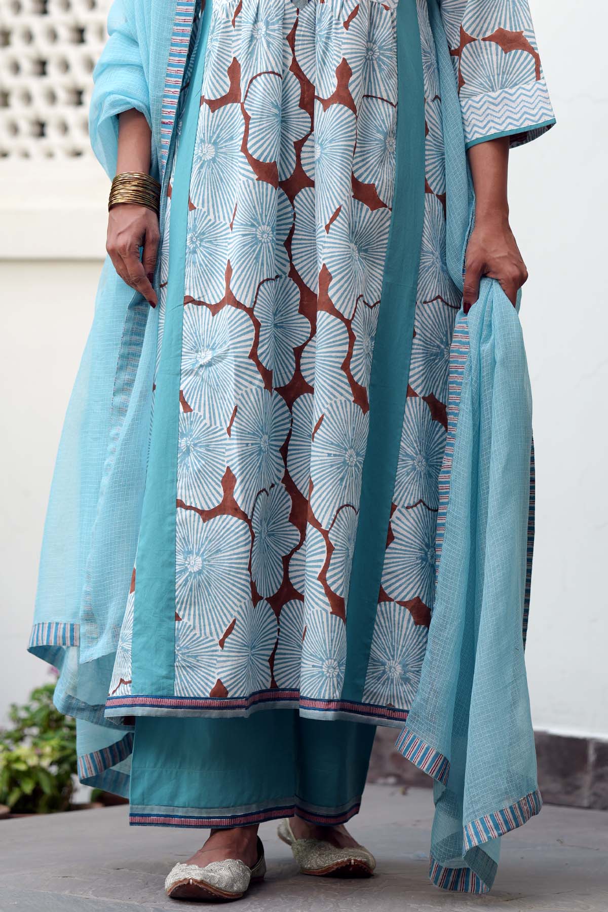 Powder Blue Kota Doria Dupatta